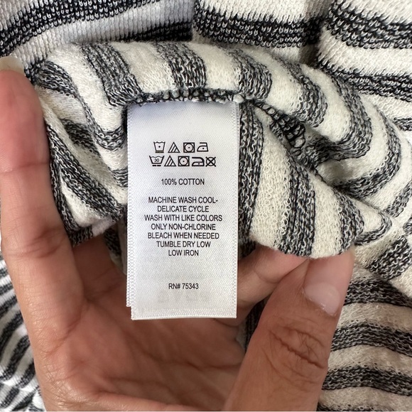 Paraphrase Women's Sz L 100% Cotton Striped Elbow Sleeve Striped Tunic Dress - Picture 9 of 9